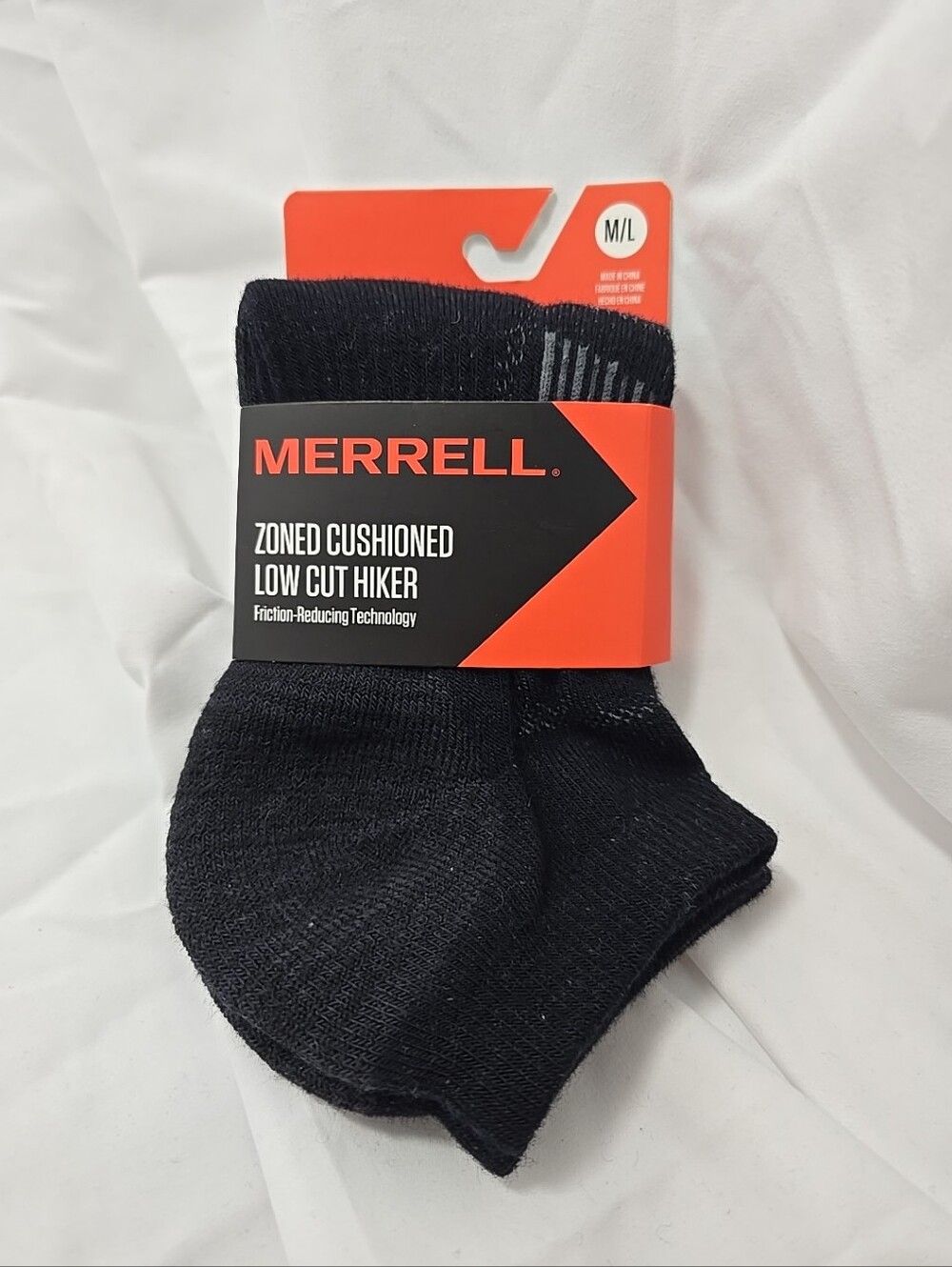 NWT Merrell Zoned Cushioned Low Cut Hiker 62% Merino Wool Socks Unisex Black